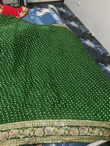 Elegant Green bandhej saree