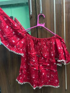 Red Floral Off-Shoulder Top