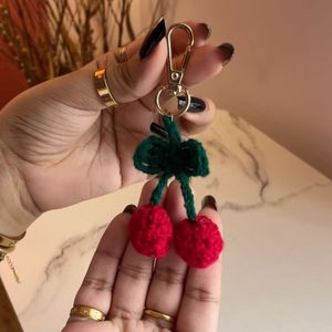 Crochet Cherry Keychain