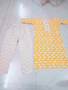 Coral Printed Kurti Set