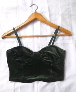 Green Velvet Bralette Top