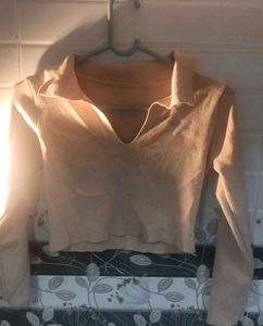 Peach Crop Top - Long Sleeve