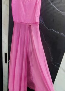 Pink Maxi Dress with Thigh Slit