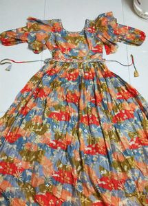 Handwork Heavy Floral Gown With Belt
