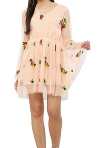 Floral Embroidered Bell Sleeve Dress