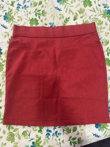 Marks And Spencer Red Fitted Formal Skirt