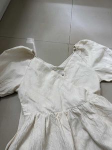 Cream Puff Sleeve Mini Dress