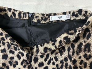 Mango Leopard Print Mini Skirt