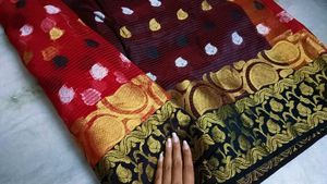 Elegant Red Saree with free necklace