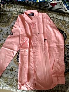 Peach Graphic Button Down Shirt