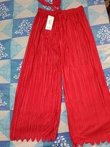 Red Wide Leg Pants, Palazzo