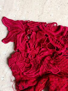 Red Lace Detail Top