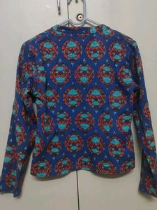 Ethnic Patterned Button-Down Jacket