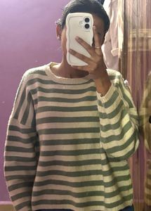 Striped Knit Pullover Sweater