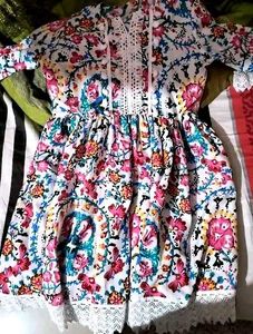 Floral Print Short Dress Kurti