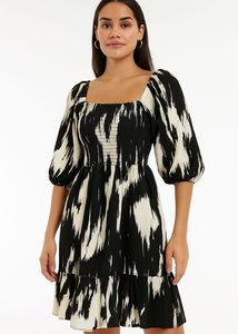 PRETTY PRINTED A-LINE DRESS FOR WOMEN AND GIRLS