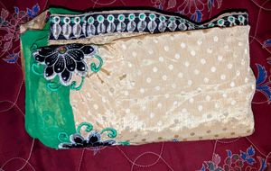 Green And Gold Embroidered Fancy Saree