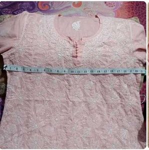 Elegant Peachy Pink Chikenkari Kurta