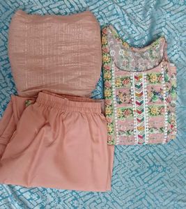 Floral Embroidery Print Kurta Set With Dupatta