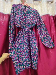 Floral Printed Stylish Dress For Women