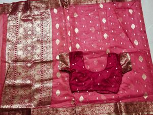 Elegant Pink Banarasi Saree