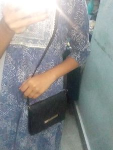 Medium Size Black Golden Sling Bag Girls College