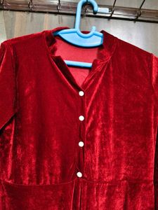 New Stylish Party WearRed Velvet Midi Dress
