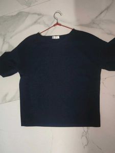 Blue Ruffle Sleeve Top