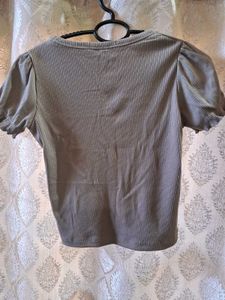 Ribbed Puff Sleeve Top