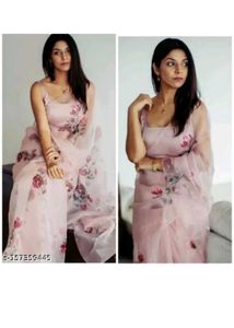 Elegant Floral Organza Saree