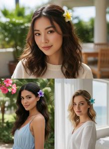 Floral Hair Claw Clips - Set of 3