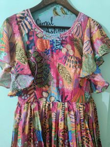 Beautiful Floral Gown With Belt