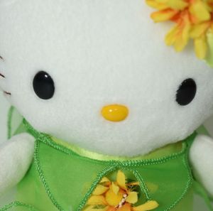 Hello kitty sanrio Plush Green Flower dress 7.5”