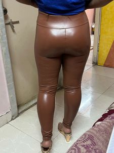 Brown High Waist Faux Leather Leggings pant
