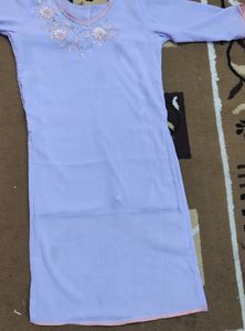 Purple Kurta With Peach Umbrella Plazo And Dupatta