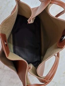Brown Faux Leather Tote Bag