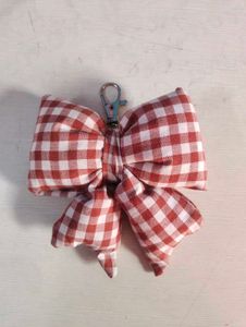 Puffy bow keyring Gingham red ♥️