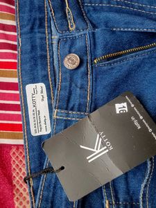 Women Flared High Rice Blue Jeans