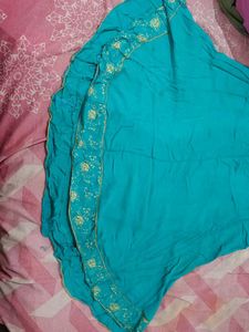 Sea Green, embroided, combination of cream
