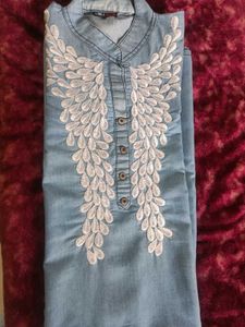 Denim Embroidery Kurta