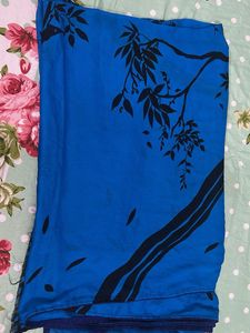 Amazing Blue Tree Print Saree