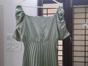Sage Green Pleated Maxi Dress