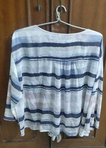 Point Zero Striped Tie-Front Blouse