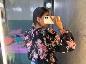 Floral Smocked Top with Puff Sleeves
