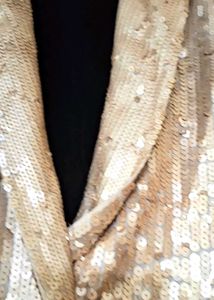 flared gown with sequin jacket