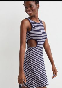 H&amp;M Blue Ribbed Jersery Dress