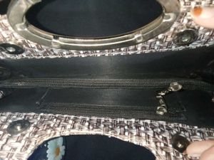 Woven Clutch with Metal Handle
