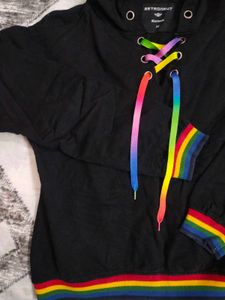 Black Hoodie with Rainbow Laces