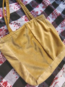 Bright yellow upcycled velvet carry bag ♻️💛