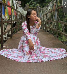 Floral Round White Kurtis &amp; Kurtas